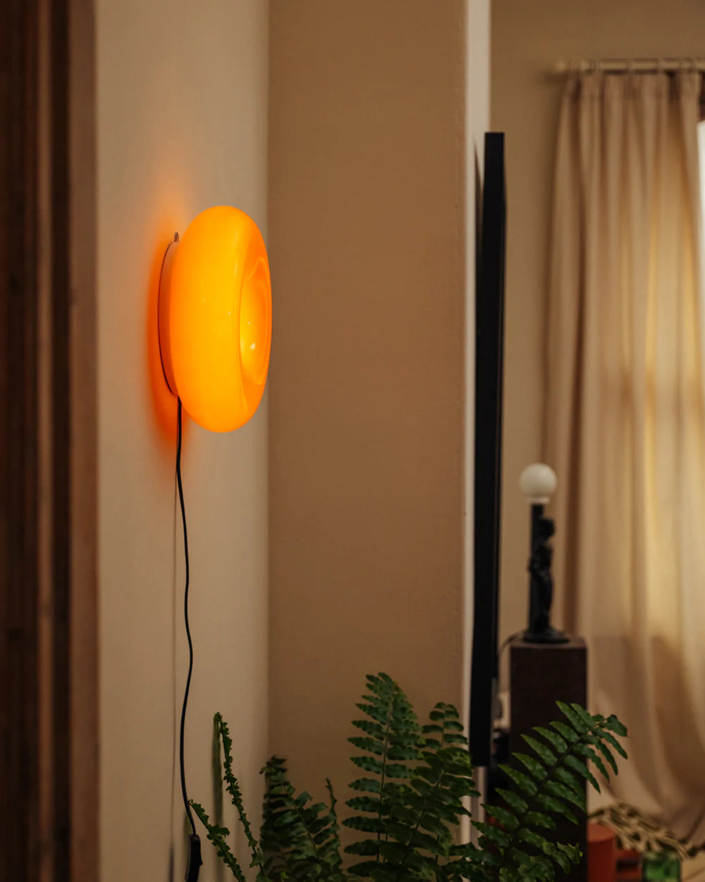 The Bergamot - Lucy’s Lamps is a retro stained glass orange lamp that functions as a modern table lamp or wall lamp. Ideal as a side table lamp, aesthetic desk lamp, or bedside table lamp. A perfect fit for bedroom table lamps, living room table lamps, or minimalist lamp table decor.
