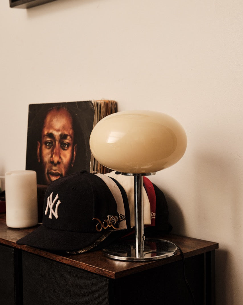 The Lira - Lucy’s Lamps is a modern table lamp with minimalist design and soft glow, perfect for living room table lamps or bedroom table lamps. Works as a side table lamp, bedside lamp, small desk lamp, or light therapy lamp with aesthetic retro lamp style and mid century appeal.