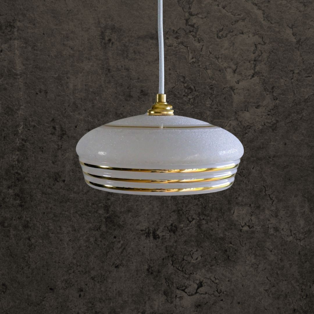 Vintage French Granite Glass Ceiling Pendant (c. 1940)