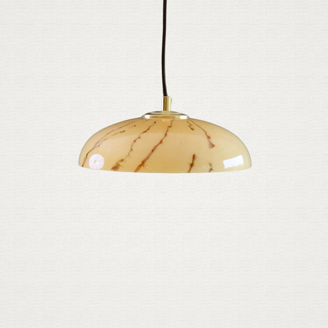 Vintage French Beige Marble Glass Ceiling Pendant (c. 1960)