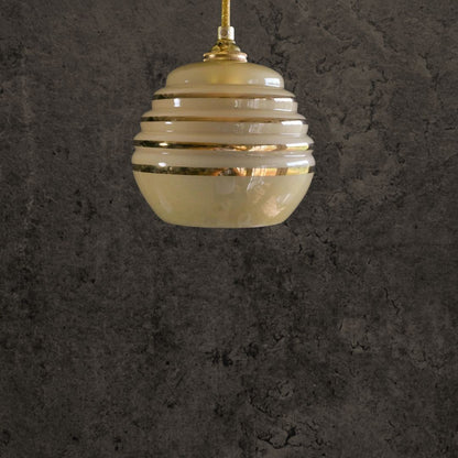 Vintage French Gold Yellow Glass Ceiling Pendant (c. 1950)