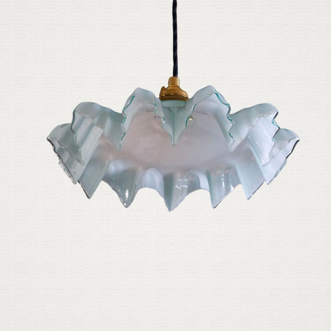 Vintage French Blue Glass Ceiling Pendant (c. 1930's)