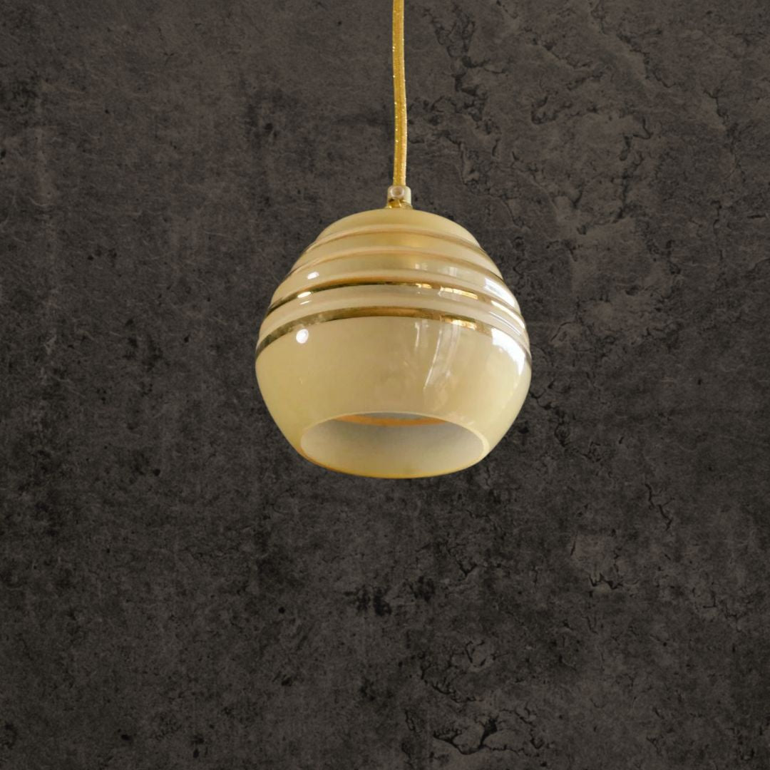 Vintage French Gold Yellow Glass Ceiling Pendant (c. 1950)