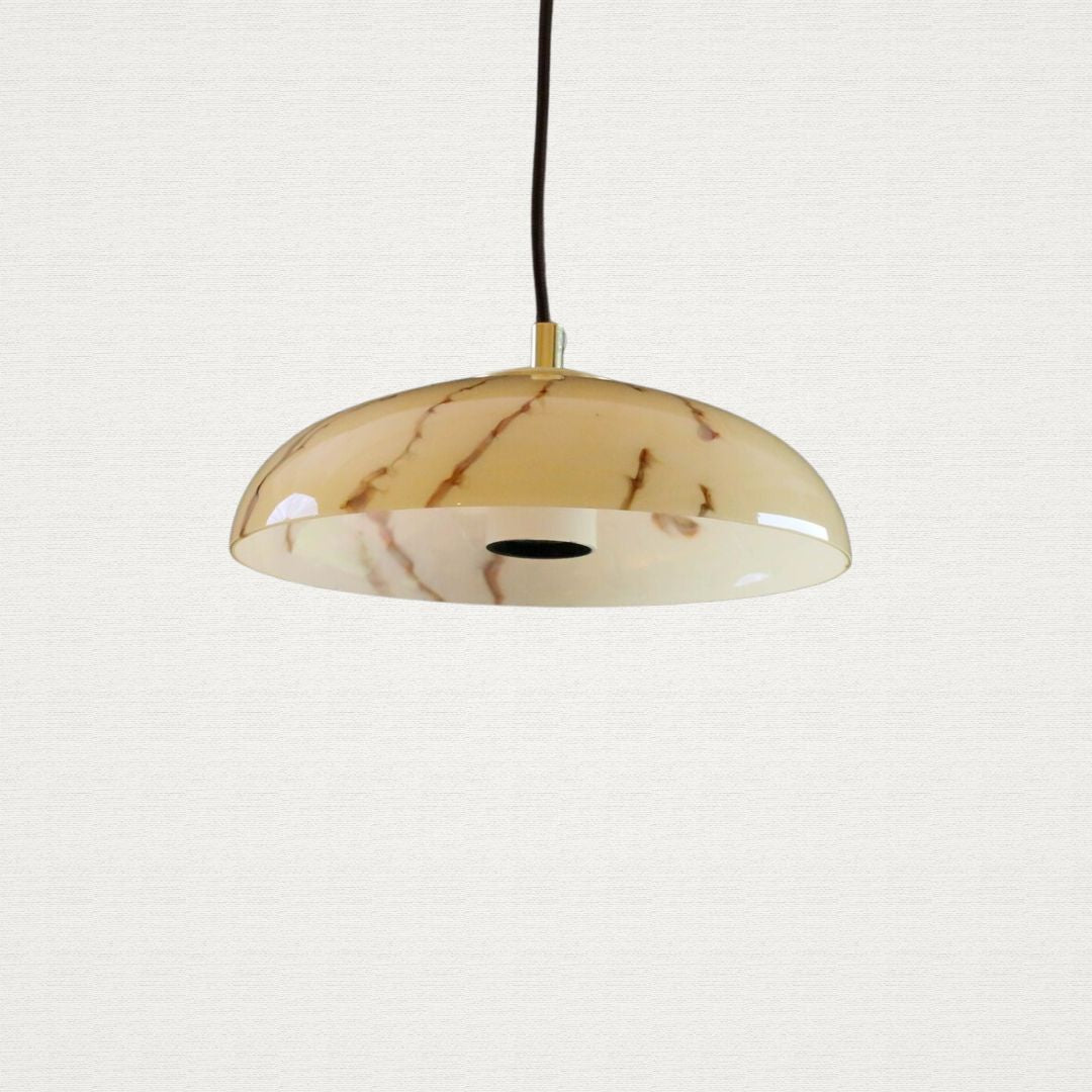 Vintage French Beige Marble Glass Ceiling Pendant (c. 1960)