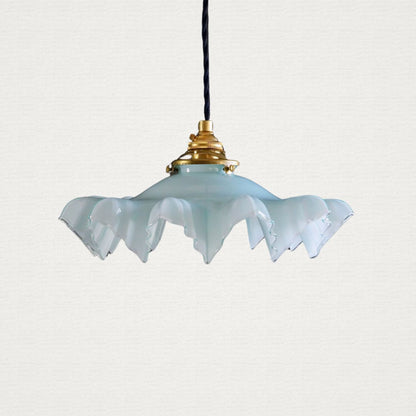 Vintage French Blue Glass Ceiling Pendant (c. 1930's)