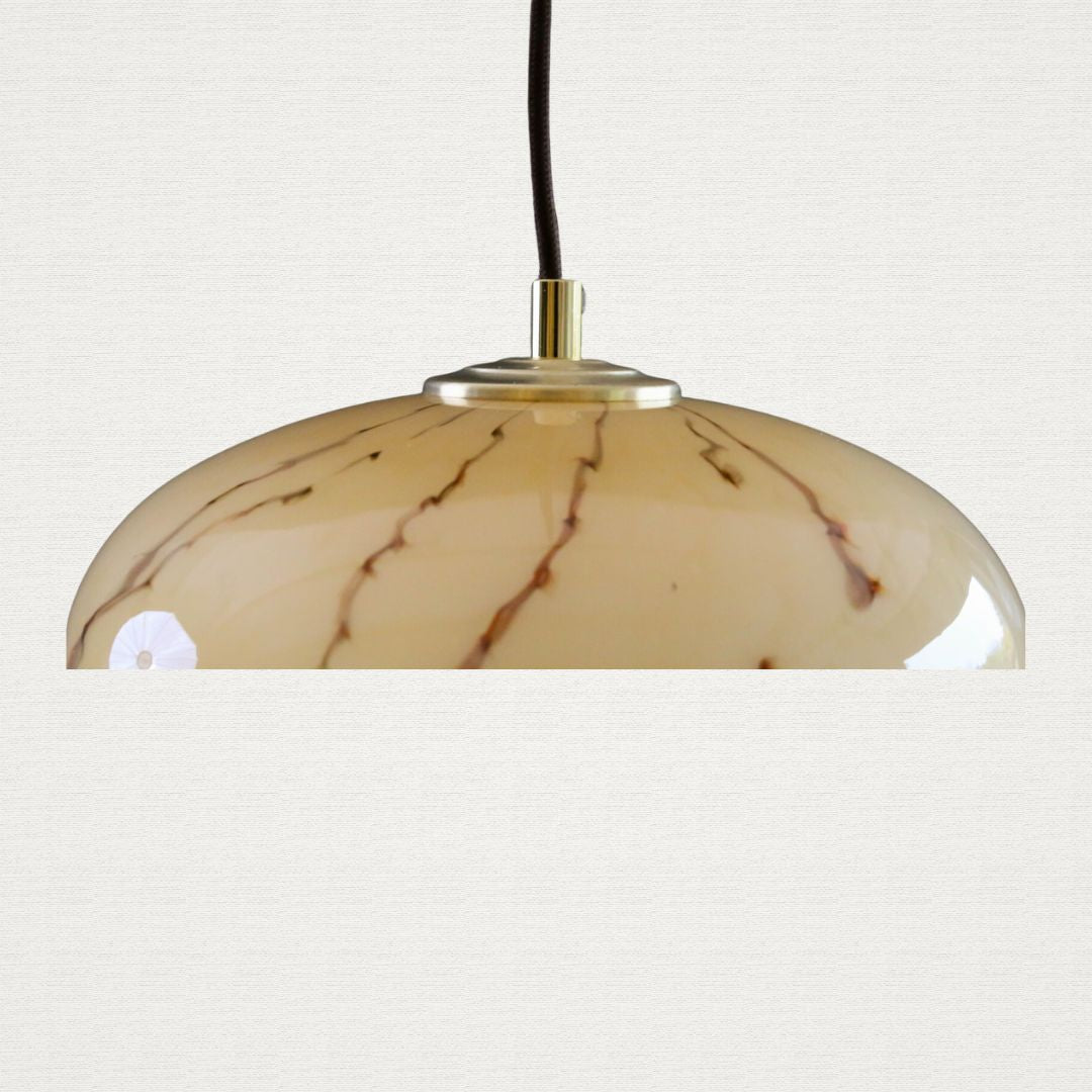 Vintage French Beige Marble Glass Ceiling Pendant (c. 1960)