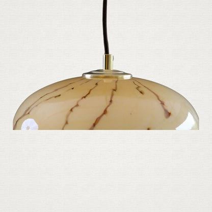 Vintage French Beige Marble Glass Ceiling Pendant (c. 1960)