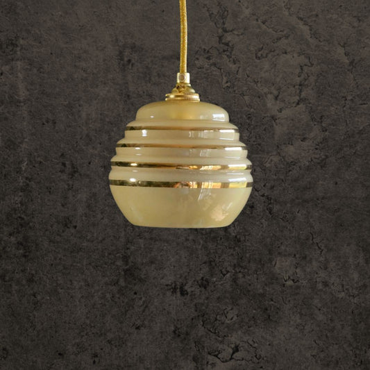 Vintage French Gold Yellow Glass Ceiling Pendant (c. 1950)