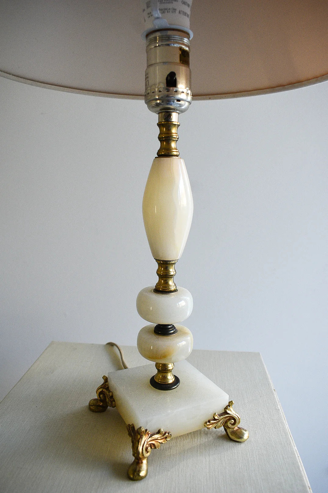 Vintage Onyx & Brass Table Lamp