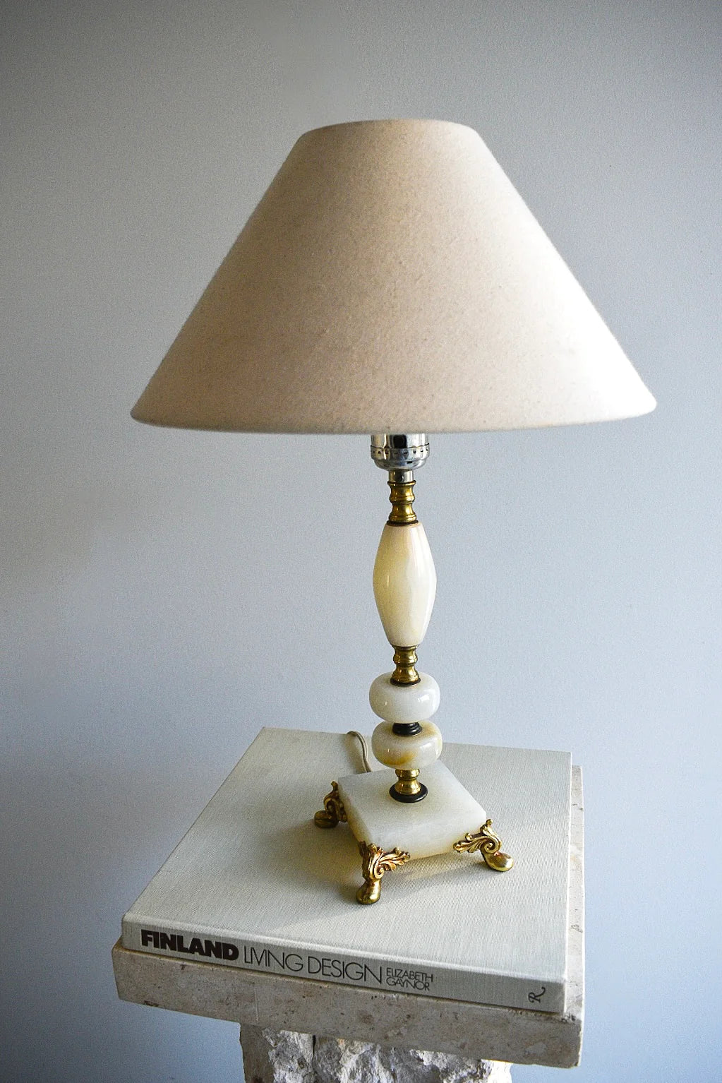 Vintage Onyx & Brass Table Lamp