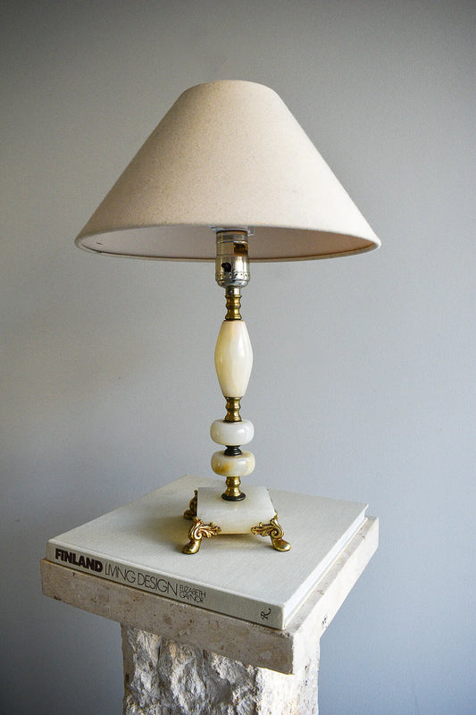 Vintage Onyx & Brass Table Lamp