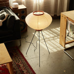 The Akari Moon Jar - Lucy’s Lamps is a modern paper lantern floor lamp with a soft glow, perfect as a minimalist lamp or aesthetic lamp. Functions as a light therapy lamp, LED floor lamp, tripod floor lamp, or bedside lamp for modern lamp for bedroom or floor lamps for living room.