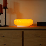 The Bergamot - Lucy’s Lamps is a retro stained glass orange lamp that functions as a modern table lamp or wall lamp. Ideal as a side table lamp, aesthetic desk lamp, or bedside table lamp. A perfect fit for bedroom table lamps, living room table lamps, or minimalist lamp table decor.