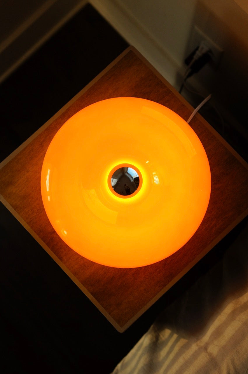 The Bergamot - Lucy’s Lamps is a retro stained glass orange lamp that functions as a modern table lamp or wall lamp. Ideal as a side table lamp, aesthetic desk lamp, or bedside table lamp. A perfect fit for bedroom table lamps, living room table lamps, or minimalist lamp table decor.