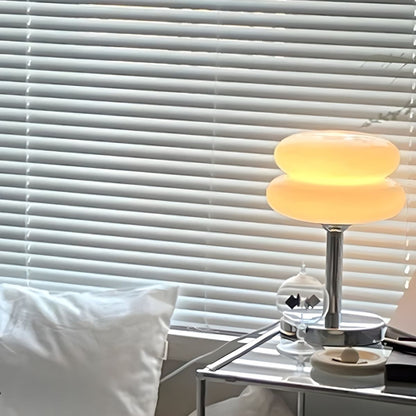 The Capella - Lucy’s Lamps retro stained glass lamp serves as a modern table lamp for bedroom or living room. This small desk lamp is perfect as a bedside table lamp, side table lamp, light therapy lamp, and aesthetic lamp for minimalist spaces.