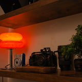 The Capella - Lucy’s Lamps retro stained glass orange table lamp serves as a modern table lamp for bedroom or living room. This small desk lamp is perfect as a bedside table lamp, side table lamp, light therapy lamp, and aesthetic lamp for minimalist spaces. Explore Lucys Lamps for more home lighting ideas.