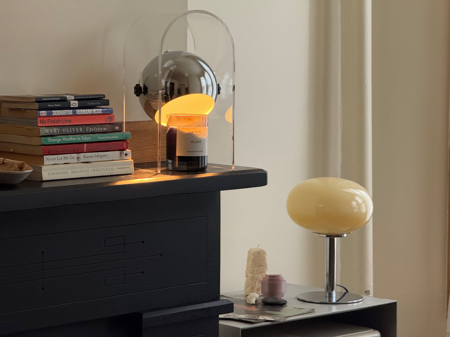 The Lira - Lucy’s Lamps is a modern table lamp with minimalist design and soft glow, perfect for living room table lamps or bedroom table lamps. Works as a side table lamp, bedside lamp, small desk lamp, or light therapy lamp with aesthetic retro lamp style and mid century appeal.