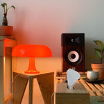 The Moretti - Lucy’s Lamps is a modern orange table lamp with retro charm, ideal for bedside table lamps or side table lamp setups. Use as a small desk lamp or light therapy lamp in modern lamp for bedroom or living room. Aesthetic lamp design fits mid century table lamp and minimalist spaces.