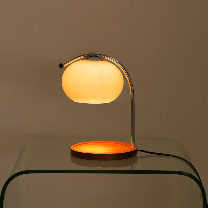 The Solange - Lucy’s Lamps is a modern table lamp with candle warmer lamp functionality. Aesthetic retro stained glass lamp ideal as a bedside table lamp, small desk lamp, or minimalist side table lamp. Perfect for bedroom table lamps or modern lamp for living room styling.