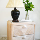 Vintage Black & Burl Table Lamp