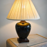 Vintage Black & Burl Table Lamp
